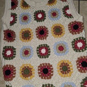 Art Of Retoric Colorful Crochet Sleeveless Sweater